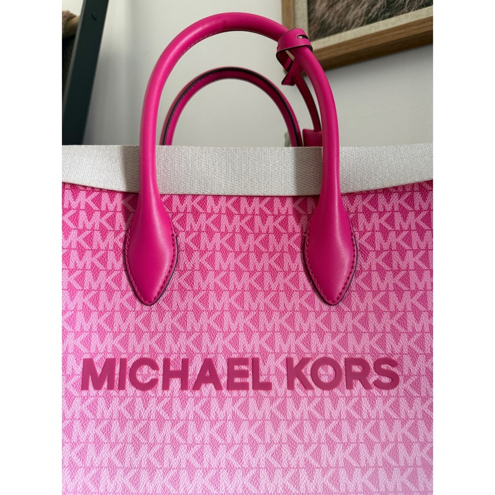. Michael Kors Pink Ombré Medium Mirella Dragonfruit EW Crossbody Tote Bag - Picture 5 of 14